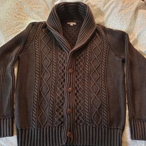 LL Bean signature fisherman cardigan sweater med.
